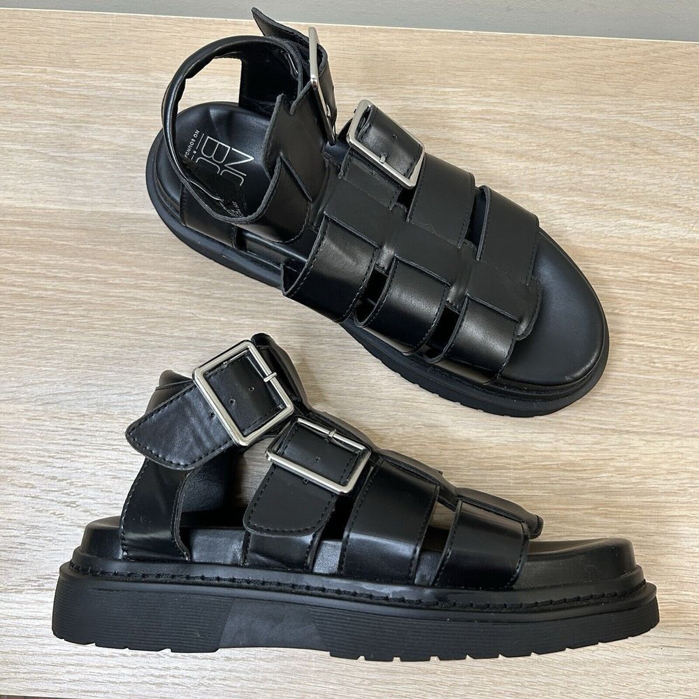 NO BOUNDARIES Nobo Sandals Womens 7 Black Fisherman Lug Chunky Y2K Platform